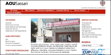 home page sito Aou Sassari